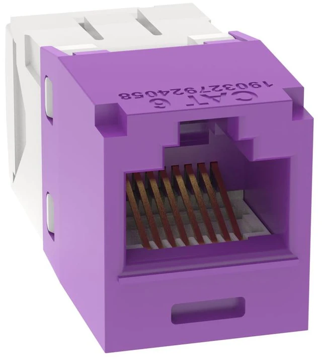 Alt view image 4 of 4 - Panduit CJ688TGVL Mini-Com TX6 Plus Cat6 RJ45 Ethernet Jack Module, UTP Unshielded, Violet