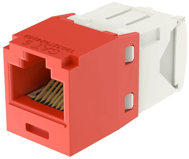 Alt view image 2 of 4 - Panduit CJ688TGRD-50 Mini-Com TX6 Plus Cat6 RJ45 Ethernet Jack Module, UTP Unshielded, Red, 50-Pack
