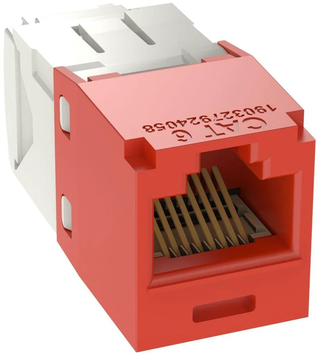 Alt view image 4 of 4 - Panduit CJ688TGRD-50 Mini-Com TX6 Plus Cat6 RJ45 Ethernet Jack Module, UTP Unshielded, Red, 50-Pack