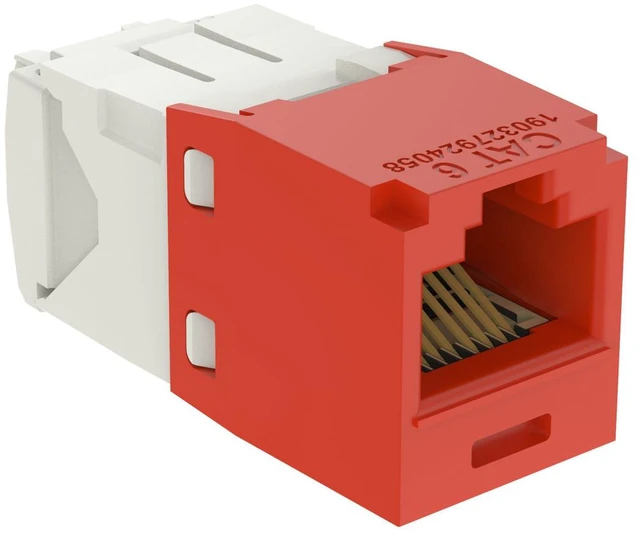 Alt view image 3 of 4 - Panduit CJ688TGRD-50 Mini-Com TX6 Plus Cat6 RJ45 Ethernet Jack Module, UTP Unshielded, Red, 50-Pack