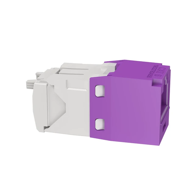 Alt view image 3 of 4 - Panduit CJ688TGVL Mini-Com TX6 Plus Cat6 RJ45 Ethernet Jack Module, UTP Unshielded, Violet