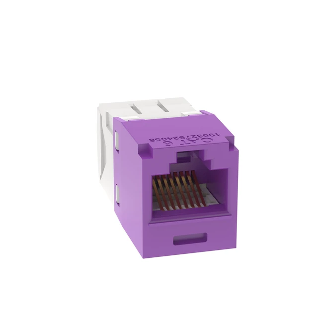 Alt view image 4 of 4 - Panduit CJ688TGVL Mini-Com TX6 Plus Cat6 RJ45 Ethernet Jack Module, UTP Unshielded, Violet