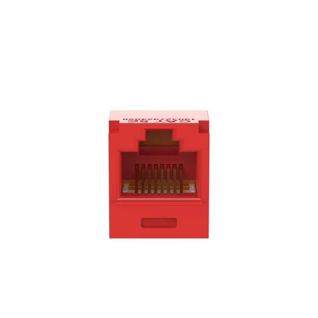 Alt view image 2 of 4 - Panduit CJ5E88TGRD-24 Mini-Com TX5e Cat5e RJ45 Ethernet Jack Module, UTP Unshielded, Red, 24-Pack