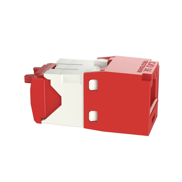 Alt view image 3 of 4 - Panduit CJ5E88TGRD-24 Mini-Com TX5e Cat5e RJ45 Ethernet Jack Module, UTP Unshielded, Red, 24-Pack