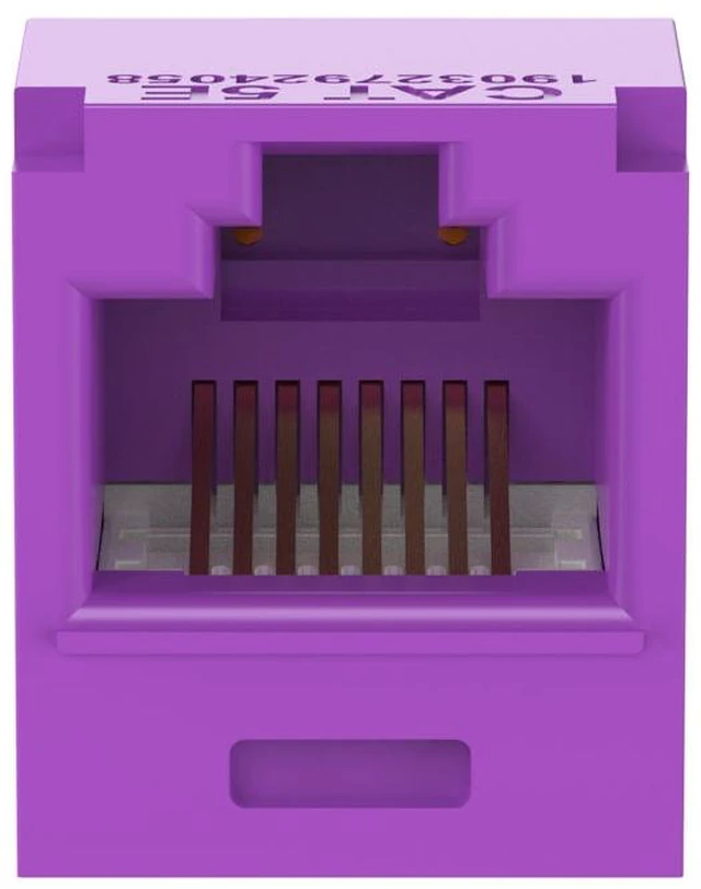Alt view image 2 of 4 - Panduit CJ5E88TGVL-24 Mini-Com TX5e Cat5e RJ45 Ethernet Jack Module, UTP Unshielded, Violet, 24-Pack