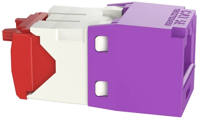 Alt view image 3 of 4 - Panduit CJ5E88TGVL-24 Mini-Com TX5e Cat5e RJ45 Ethernet Jack Module, UTP Unshielded, Violet, 24-Pack
