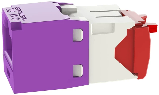 Alt view image 4 of 4 - Panduit CJ5E88TGVL-24 Mini-Com TX5e Cat5e RJ45 Ethernet Jack Module, UTP Unshielded, Violet, 24-Pack