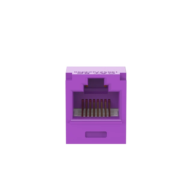 Alt view image 2 of 4 - Panduit CJ5E88TGVL-50 Mini-Com TX5e Cat5e RJ45 Ethernet Jack Module, UTP Unshielded, Violet, 50-Pack