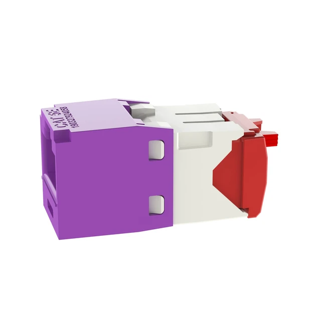 Alt view image 4 of 4 - Panduit CJ5E88TGVL-50 Mini-Com TX5e Cat5e RJ45 Ethernet Jack Module, UTP Unshielded, Violet, 50-Pack