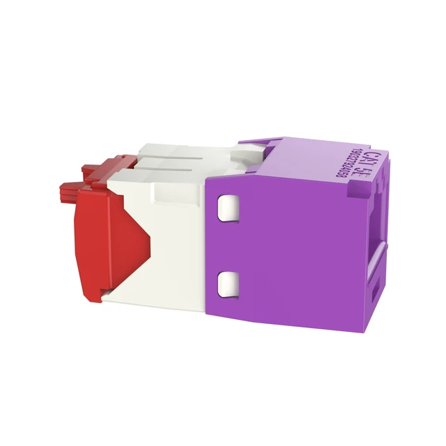 Alt view image 3 of 4 - Panduit CJ5E88TGVL-50 Mini-Com TX5e Cat5e RJ45 Ethernet Jack Module, UTP Unshielded, Violet, 50-Pack