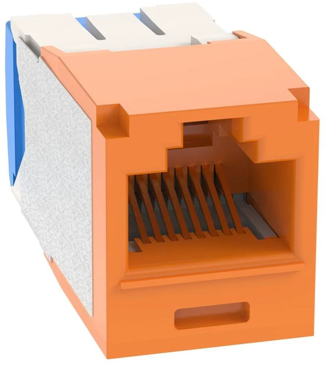 Alt view image 3 of 6 - Panduit CJ6X88TGOR Mini-Com TX6A Cat6A RJ45 Ethernet Jack Module, 10Gbps UTP Unshielded, Orange