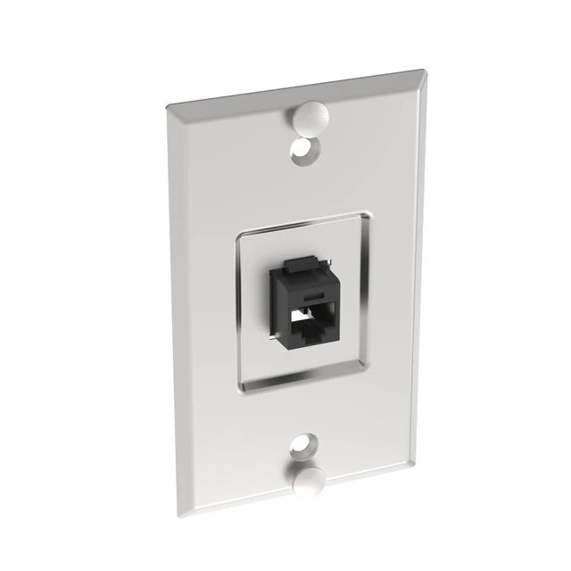 Alt view image 2 of 2 - Panduit KWPK6 Stainless Steel Keystone Wall/Phone Plate with Cat6 RJ45 Ethernet Jack Module