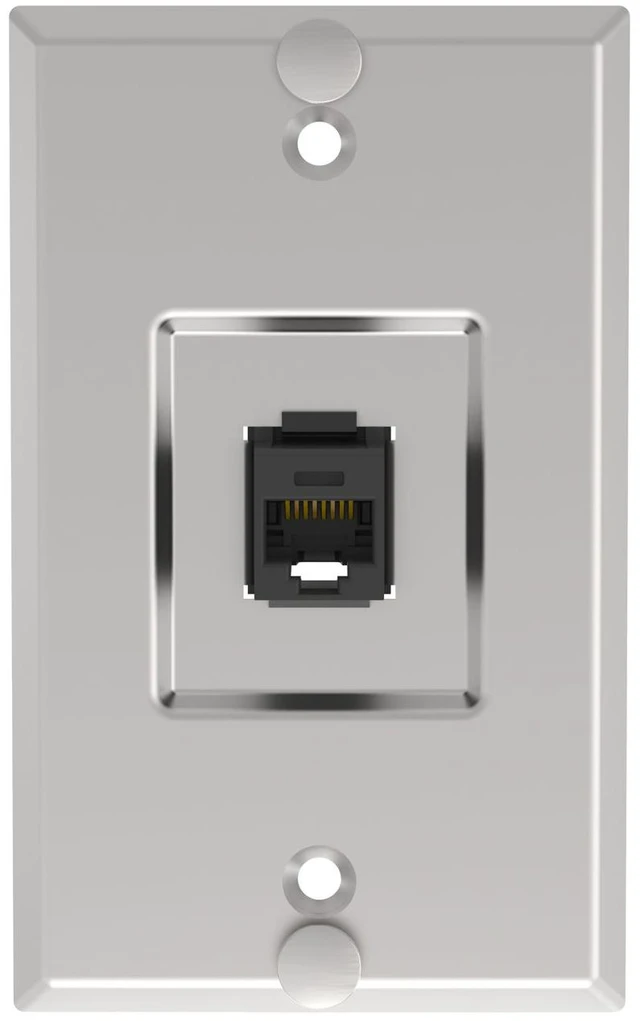 Main image of Panduit KWPK6 Stainless Steel Keystone Wall/Phone Plate with Cat6 RJ45 Ethernet Jack Module