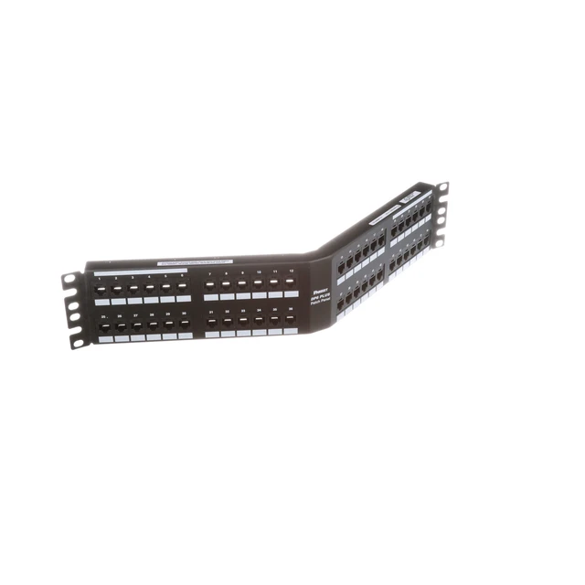 Alt view image 2 of 4 - Panduit DPA48688TGY Cat6 RJ45 Ethernet Network Patch Panel, 48 Ports, Angled, 2U, 19-Inch Rack Mount