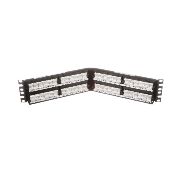 Alt view image 4 of 4 - Panduit DPA48688TGY Cat6 RJ45 Ethernet Network Patch Panel, 48 Ports, Angled, 2U, 19-Inch Rack Mount