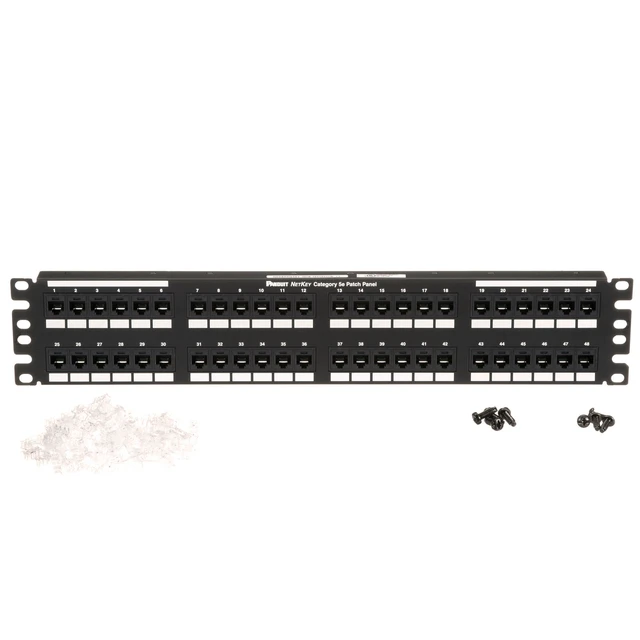 Alt view image 6 of 6 - Panduit NK5EPPG48Y NetKey Cat5e Network Patch Panel, 48 Ports, 2U