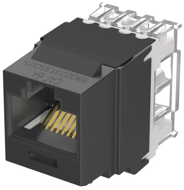 Main image of Panduit NK6X88MBL NetKey Cat6a RJ45 Ethernet UTP Keystone Punchdown Jack Module, Black