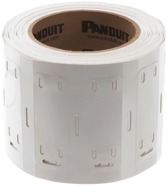 Alt view image 2 of 5 - Panduit M300X100Y7T-2026 Thermal Transfer Marker Plates, 3" W x 1" H, White Polyester/Polyolefin, 500 Markers Per Roll