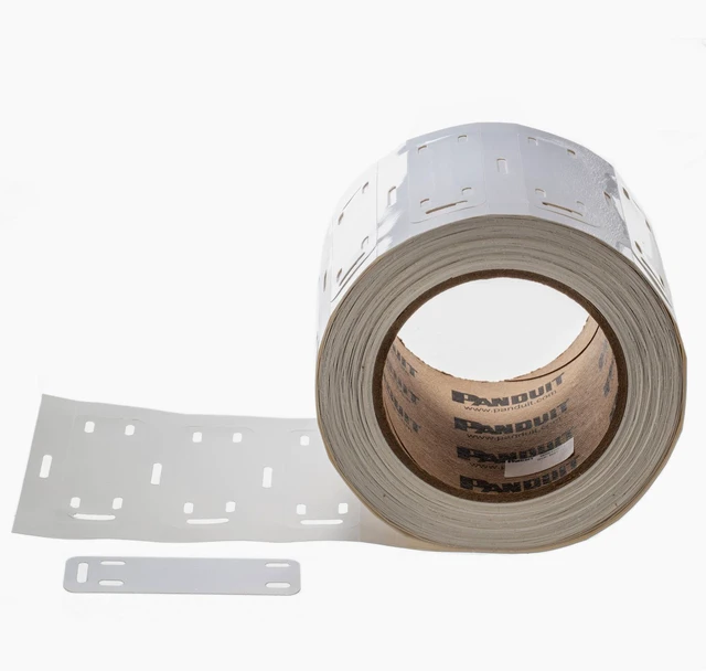 Alt view image 5 of 5 - Panduit M300X100Y7T-2026 Thermal Transfer Marker Plates, 3" W x 1" H, White Polyester/Polyolefin, 500 Markers Per Roll
