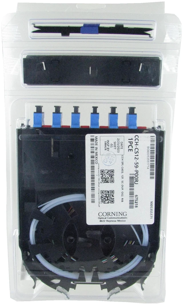 Main image of Corning CCH-CS12-59-P00RJ 12F SC UPC Duplex OS2 Ribbon Fiber Optic Splice Cassette