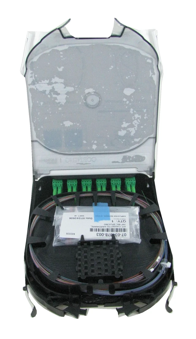 Alt view image 6 of 7 - Corning CCH-CS24-B3-P00RE Closet Connector Housing Fiber Optic Splice Cassette, 24 Fiber, LC Duplex Singlemode (OS2), Single-Fiber (250 um), APC Polish