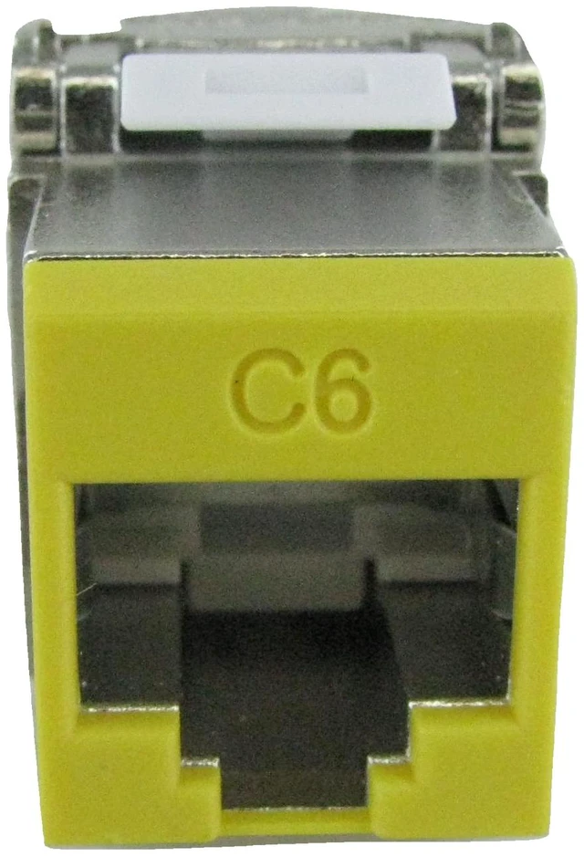 Main image of Hubbell HJS6Y Cat 6 Shielded RJ45 Ethernet Keystone Jack Yellow Cobra-Lock