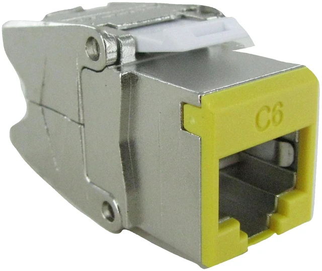 Alt view image 4 of 7 - Hubbell HJS6Y Cat 6 Shielded RJ45 Ethernet Keystone Jack Yellow Cobra-Lock