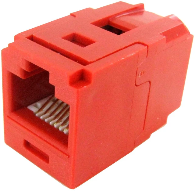 Alt view image 2 of 2 - Panduit CC688RD Mini-Com Cat6 UTP RJ45 Female-to-Female Coupler Module, Red