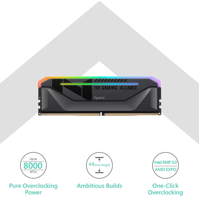 Alt view image 6 of 7 - Apacer NOX Asus TUF Gaming Alliance RGB 32GB DDR5 RAM (2x16GB) 288-Pin PC 6000 Desktop Memory Module Black 5600