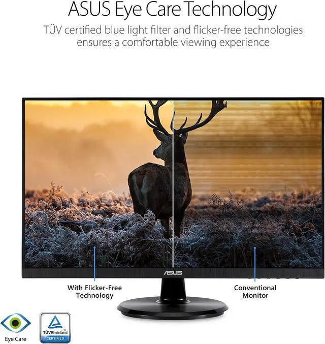 Alt view image 9 of 14 - ASUS VA24DQ 24" (23.8" Viewable) Monitor, 1080P Full HD, 75Hz, IPS, Adaptive-Sync/FreeSync, Eye Care, HDMI DisplayPort VGA, Frameless, VESA Wall Mountable