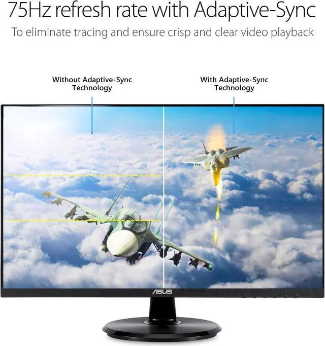 Alt view image 10 of 14 - ASUS VA24DQ 24" (23.8" Viewable) Monitor, 1080P Full HD, 75Hz, IPS, Adaptive-Sync/FreeSync, Eye Care, HDMI DisplayPort VGA, Frameless, VESA Wall Mountable