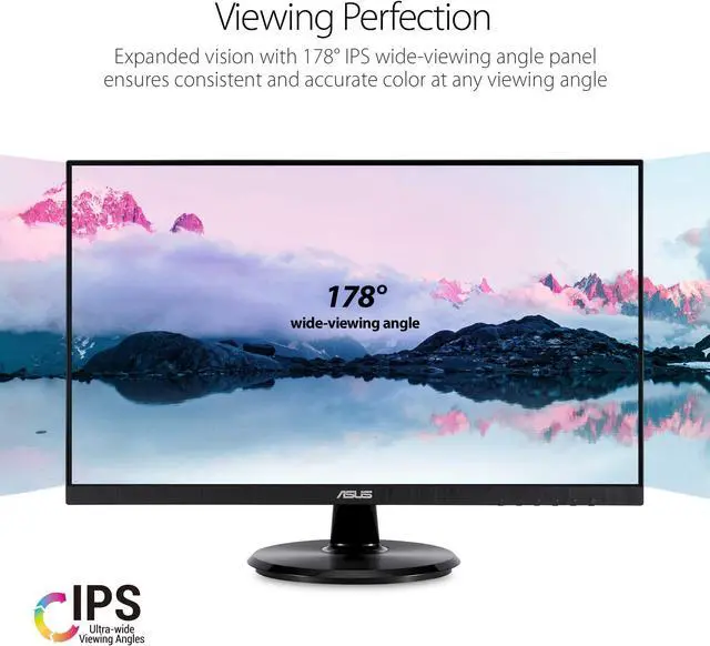 Alt view image 11 of 14 - ASUS VA24DQ 24" (23.8" Viewable) Monitor, 1080P Full HD, 75Hz, IPS, Adaptive-Sync/FreeSync, Eye Care, HDMI DisplayPort VGA, Frameless, VESA Wall Mountable