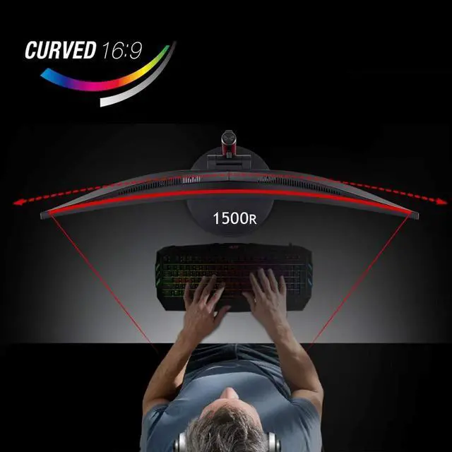 Alt view image 10 of 10 - Acer ED270R MBMIIPHX 27" Full HD 1920 x 1080 VA 1500R Curved Gaming Monitor,165Hz Refresh Rate,1 x DP 1.4 & 2 x HDMI 2.0
