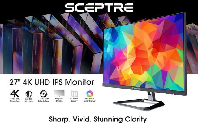 Alt view image 12 of 18 - Sceptre 4K IPS 27" 3840 x 2160 UHD Monitor up to 70Hz DisplayPort HDMI 99% sRGB Build-in Speakers, Black 2021 (U275W-UPT)