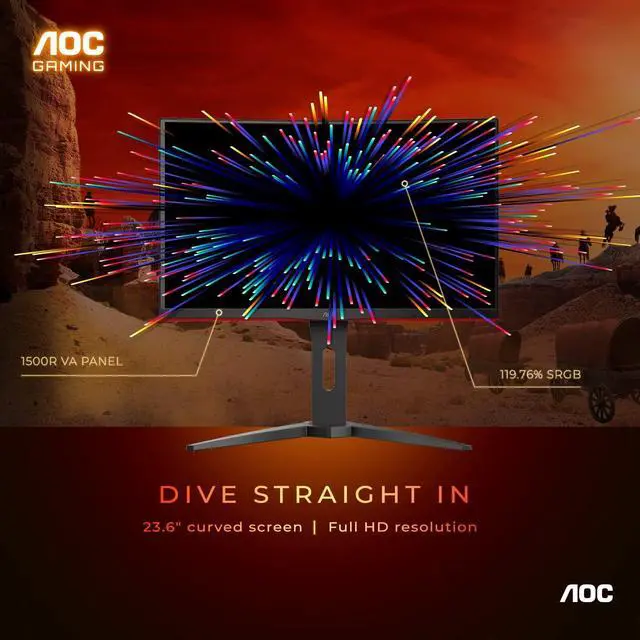 Alt view image 10 of 11 - AOC C24G1A-B 24" Full HD (1920x1080) 144Hz 1ms Curved LED FreeSync Monitor, Black