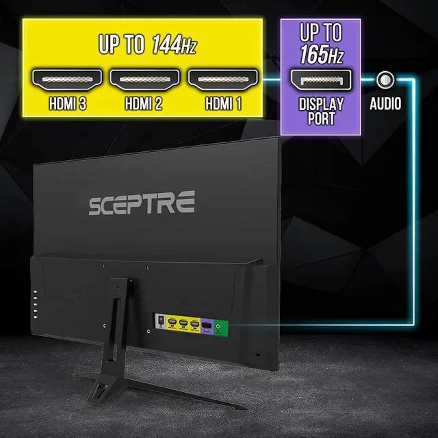 Alt view image 13 of 16 - Sceptre IPS 27 inch Gaming LED Monitor up to 165Hz 144Hz 1ms DisplayPort HDMI, FreeSync FPS RTS Build-in Speakers Gunmetal Black 2021 (E275B-FPT165)