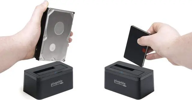 Alt view image 12 of 13 - Plugable USB 3.1 Gen 2 10Gbps SATA Upright Hard Drive Dock and SSD Dock - includes both USB-C and USB 3.0 cables, supports 10TB+ drives