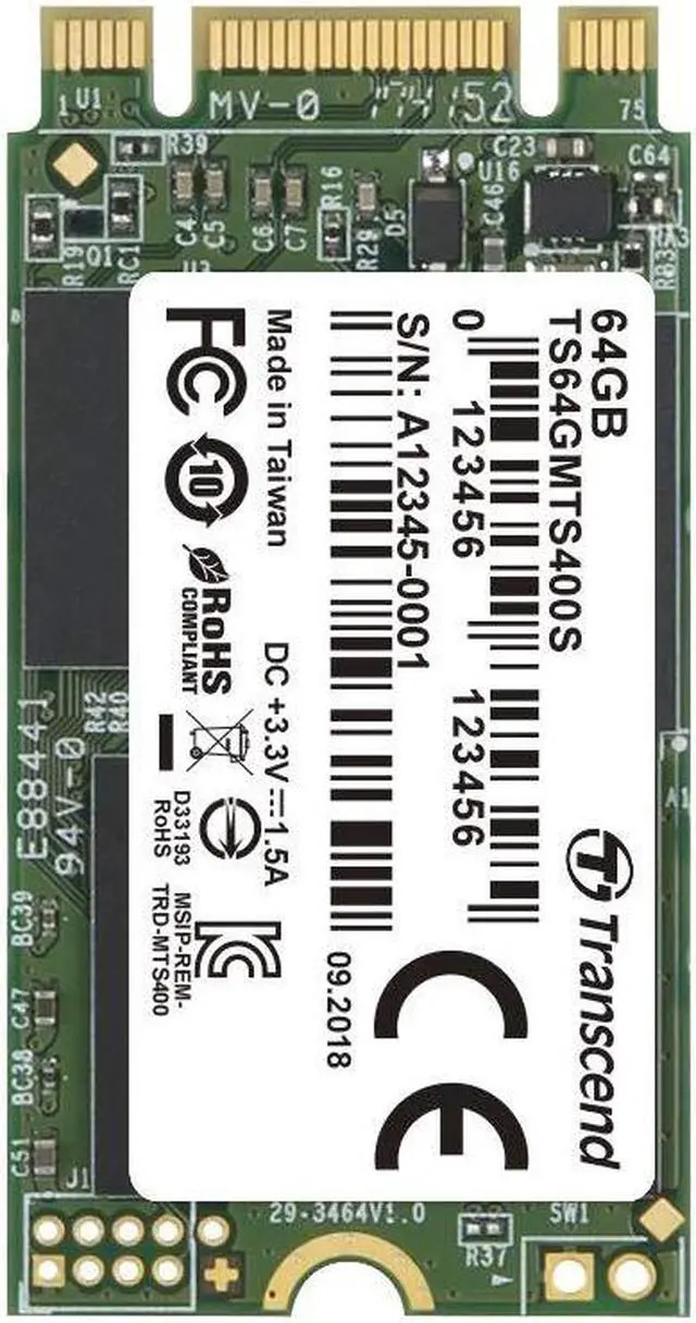 Alt view image 13 of 15 - Transcend 64GB M.2 NGFF 2242 42mm SATA III 6Gbps SSD MLC Flash Model TS64GMTS400S