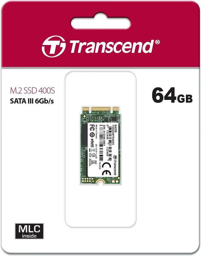 Alt view image 14 of 15 - Transcend 64GB M.2 NGFF 2242 42mm SATA III 6Gbps SSD MLC Flash Model TS64GMTS400S