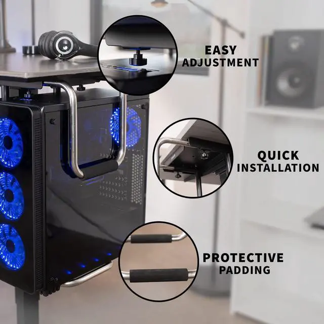 Alt view image 8 of 13 - VIVO Heavy Duty Adjustable Under-Desk PC Mount | Computer Case Holder