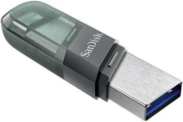 Alt view image 13 of 15 - SanDisk SDIX90N-256G-GN6NE MAI 256GB USB 3.1 Lightning iXpand Flash Drive Flip Silver/Blue