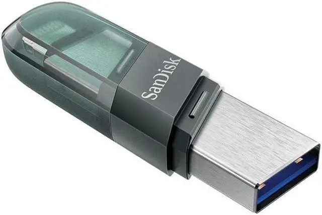 Alt view image 14 of 15 - SanDisk SDIX90N-256G-GN6NE MAI 256GB USB 3.1 Lightning iXpand Flash Drive Flip Silver/Blue