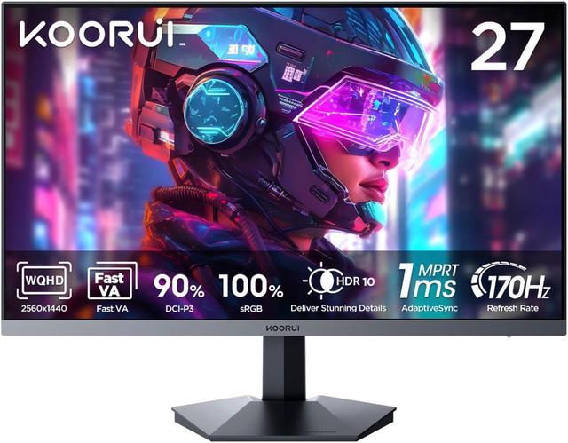 KOORUI 27 Inch WQHD Gaming Monitor, 2K 1440p Computer Monitor Up