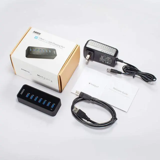 Alt view image 8 of 13 - Anker 7-Port USB 3.0 Data Hub with 36W Power Adapter and BC 1.2 Charging Port for iPhone 7/6s Plus, iPad Air 2, Galaxy S Series, Note Series, Mac, PC, USB Flash Drives and More