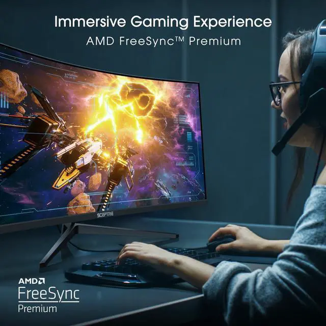 Alt view image 5 of 20 - Sceptre 34-Inch Curved Ultrawide WQHD Monitor 3440 x 1440 R1500 up to 165Hz DisplayPort x2 99% sRGB 1ms Picture by Picture, Machine Black 2023 (C345B-QUT168)