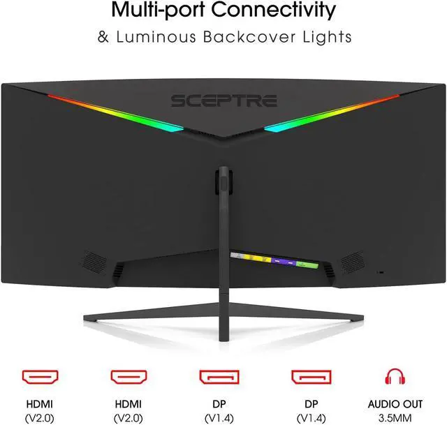 Alt view image 7 of 20 - Sceptre 34-Inch Curved Ultrawide WQHD Monitor 3440 x 1440 R1500 up to 165Hz DisplayPort x2 99% sRGB 1ms Picture by Picture, Machine Black 2023 (C345B-QUT168)