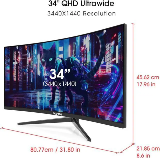 Alt view image 8 of 20 - Sceptre 34-Inch Curved Ultrawide WQHD Monitor 3440 x 1440 R1500 up to 165Hz DisplayPort x2 99% sRGB 1ms Picture by Picture, Machine Black 2023 (C345B-QUT168)