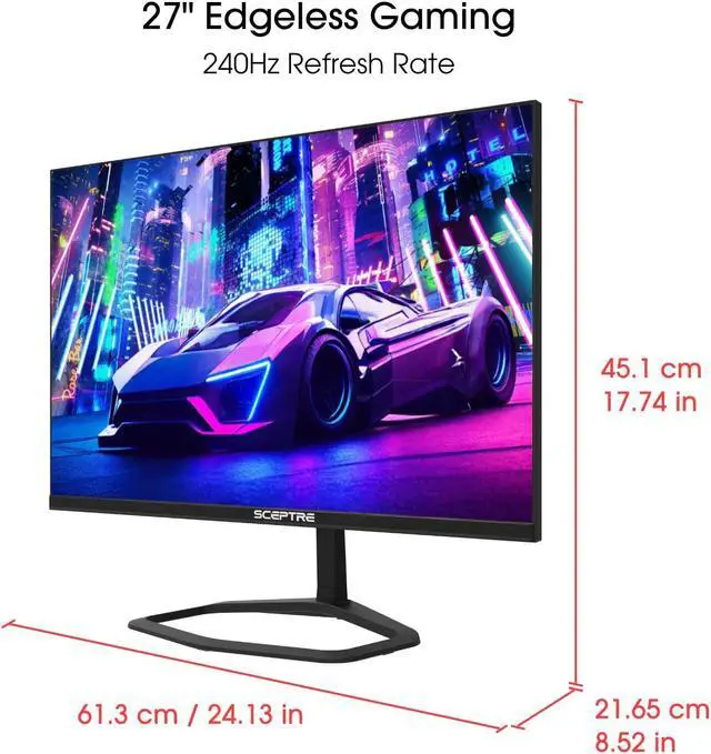 Alt view image 7 of 7 - Sceptre 27 inch 240Hz 1080p Gaming Monitor AMD FreeSync Premium HDMI DisplayPort, Height Adjustable Build-in Speakers Gunmetal Black 2021 (E275B-FWD240)