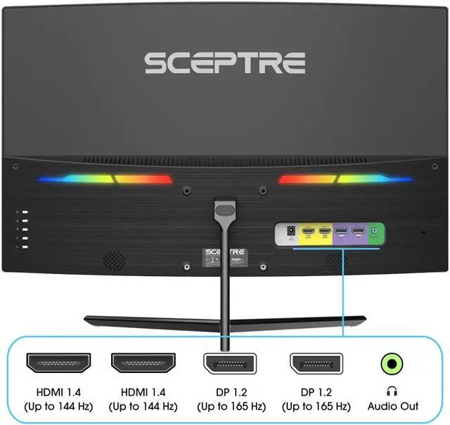 Alt view image 5 of 19 - Sceptre 24-inch Curved Gaming Monitor 1080p up to 165Hz DisplayPort HDMI 99% sRGB, AMD FreeSync Build-in Speakers Machine Black (C248B-FWT168)