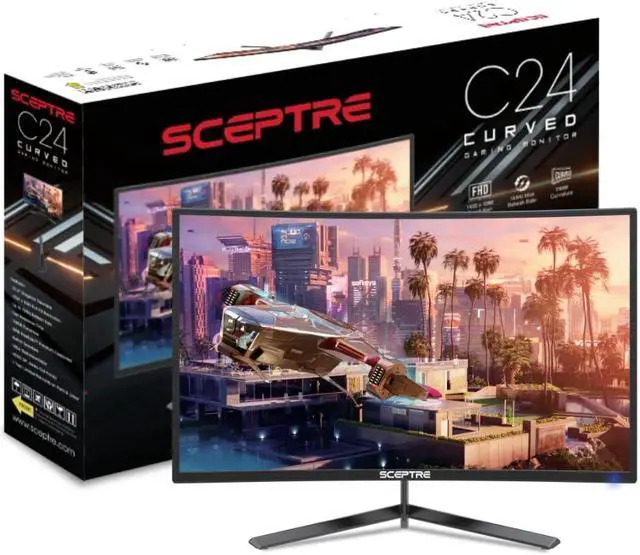 Alt view image 7 of 19 - Sceptre 24-inch Curved Gaming Monitor 1080p up to 165Hz DisplayPort HDMI 99% sRGB, AMD FreeSync Build-in Speakers Machine Black (C248B-FWT168)